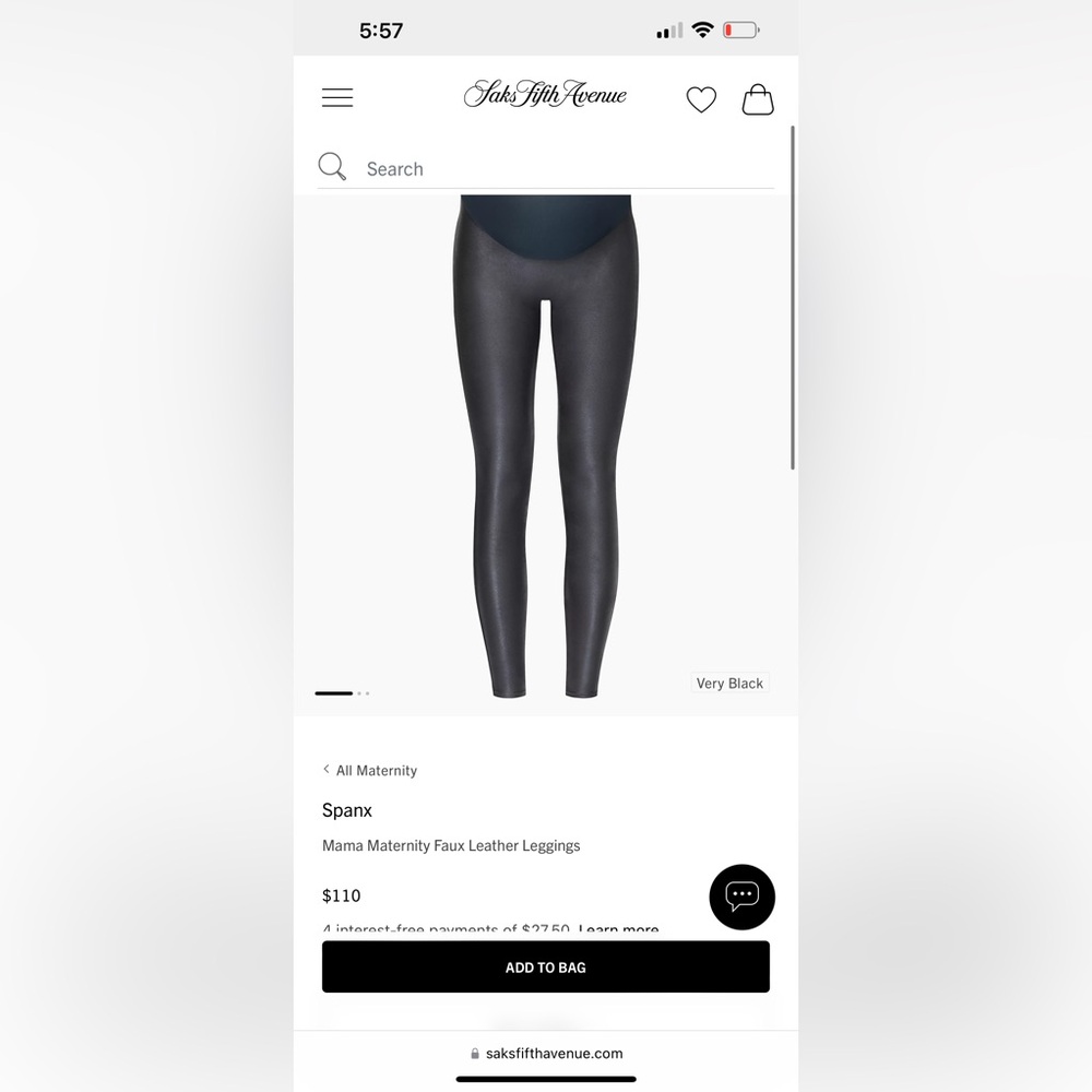 Spanx faux leather maternity leggings
